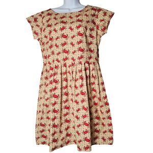 Run & Fly Women's Yellow‎ Crab Print Cap Sleeve Dress Size Medium